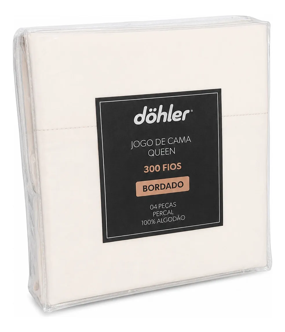 Imagem adicional de Jogo de Lençol Queen Percal 300 Fios Liso Döhler
