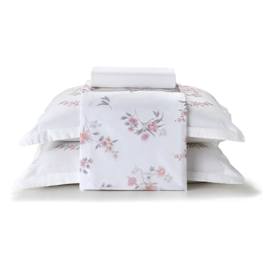 Jogo De Cama Casal 180 Fios Penteados Floral Döhler