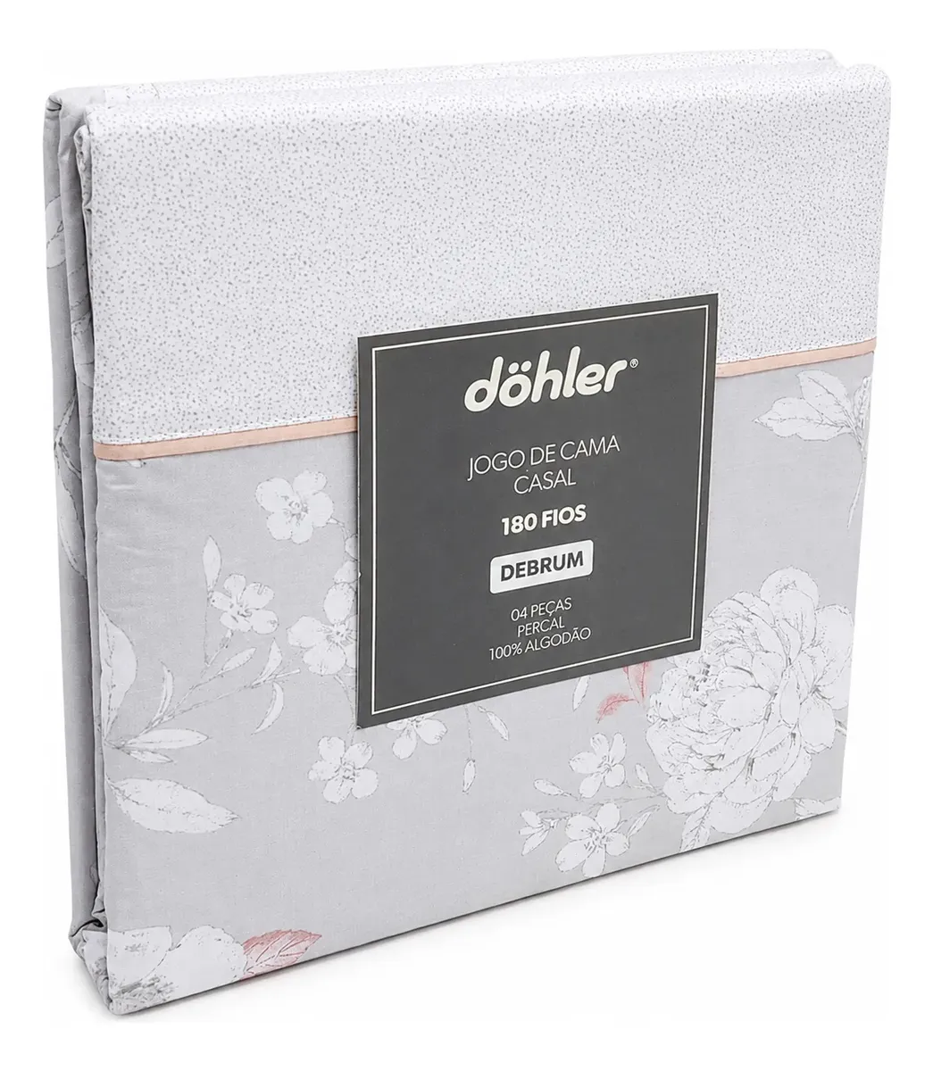Jogo de Lençol Döhler 180 Fios 4 Peças 100% Algodão Floral