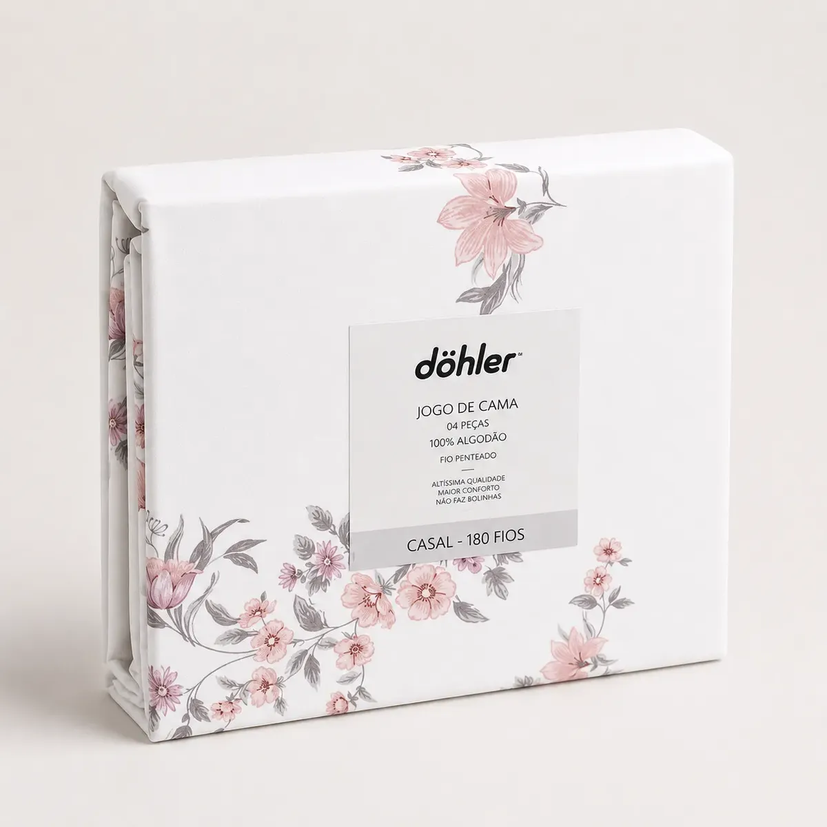 Jogo De Cama Casal 180 Fios Penteados Floral Döhler